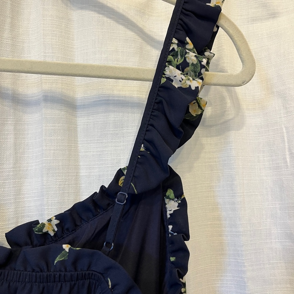 Spring Navy floral sundress with ruffle sleeves - Picture 5 of 9